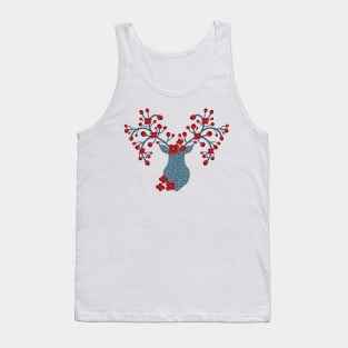 Scandinavian Deer Trophy Floral Antlers Tank Top